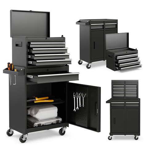 5-drawer steel storage box black|costway 5 drawer tool box.